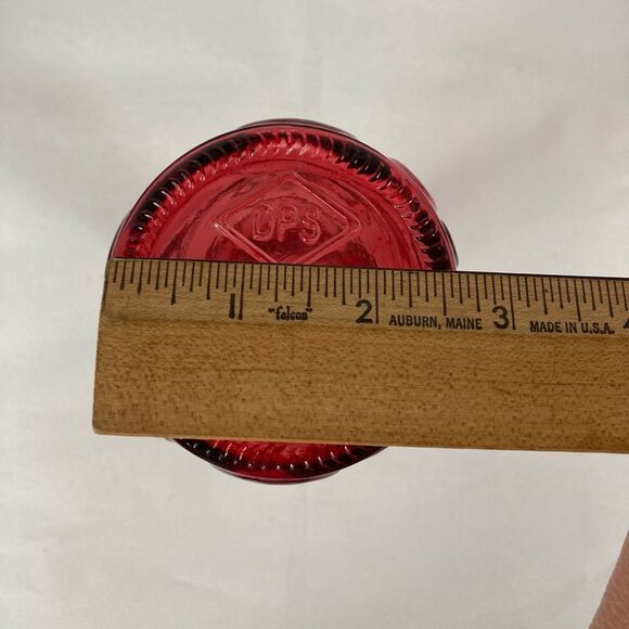 DPS Circles 8 1/2" Round Bubbles Ruby Red Glass Bud Vase Home Decor Vintage - Picture 10 of 10